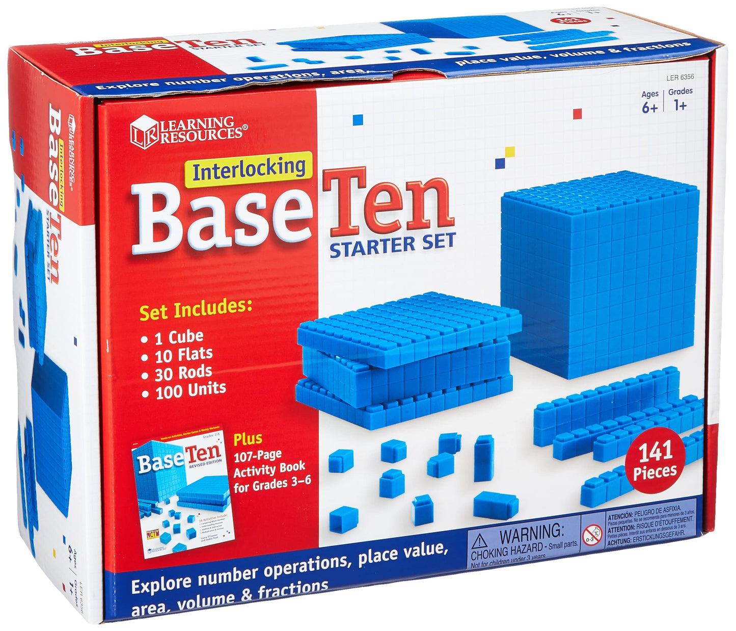 Learning Resources Ler6356 Interlocking Base Ten Starter Set, Multi-Color