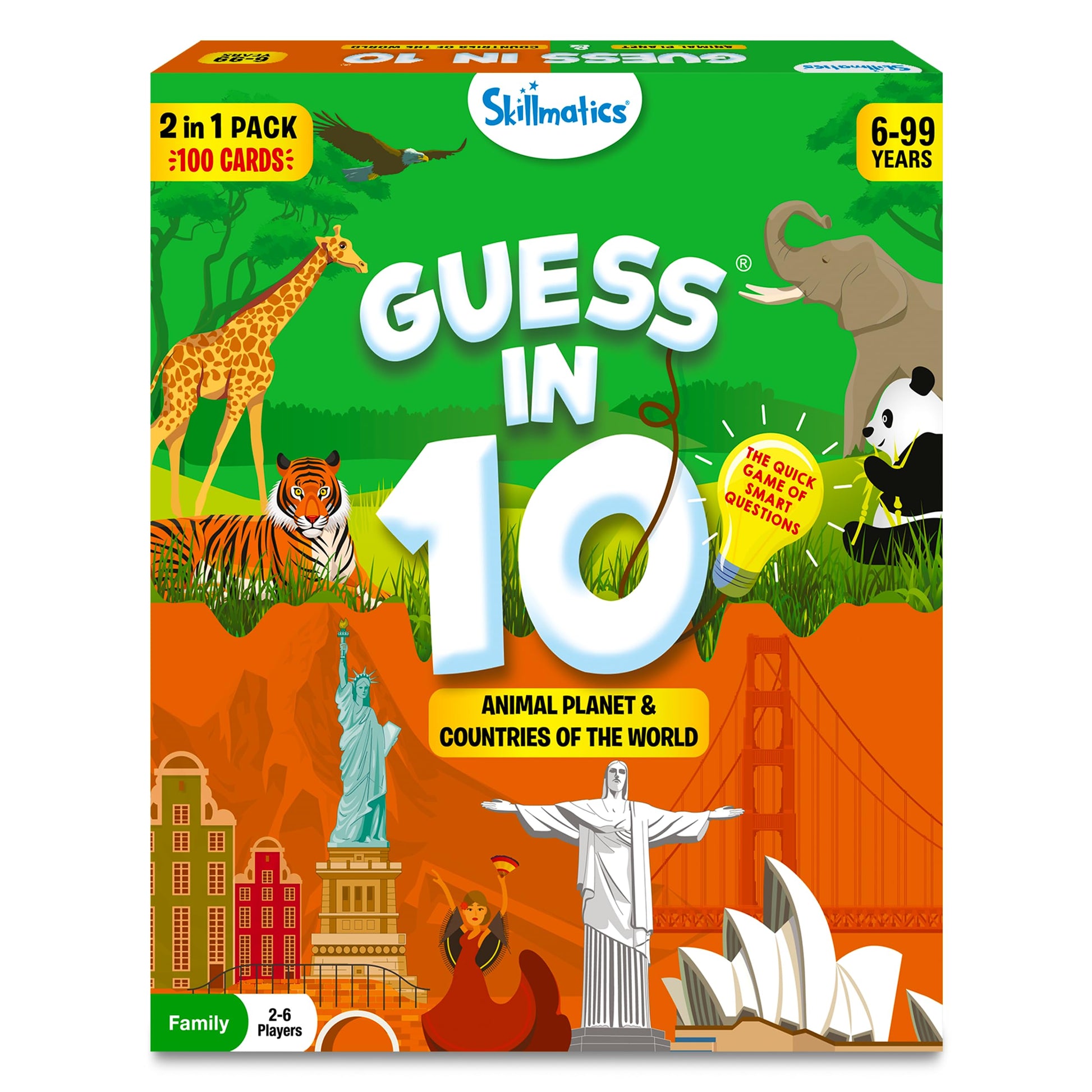 Skillmatics Guess in 10 Animals & Countries Combo, Perfect for Boys, Girls, Kids & Families Who Love Card Games, Educational Toy