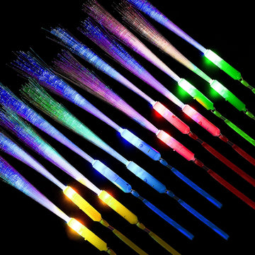 Zhanmai 24 Pieces Glow Fiber Wands Sticks Led Light Wands Fiber Optic Wands Led Flashing Sticks Glow Flashing Wands Fiber Optic Wands For Party Favors