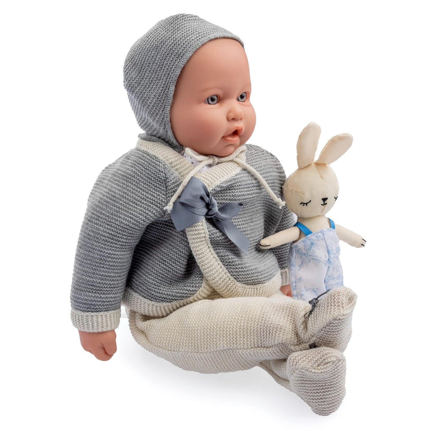 Jc Toys La Baby Original Gray Collection Gift Set | 17' Soft Weighted Body | Made In Spain | Just Like A Real Baby | Blue Eyes | Reborn Berenguer Boutique