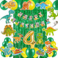 Fi  Flick In 50 Pcs 4Th Birthday Jungle Theme Decoration For Boys Dinosaur Safari Animals Curtain Cutouts Dino Animal Banner 4T