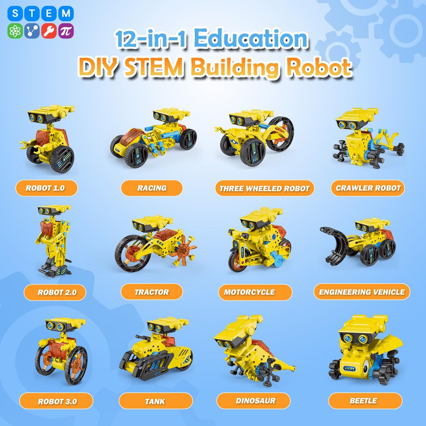 Raesoot Stem Toys For Kids Age 8-13, 12-In-1 Robot Building Toys Science Kits With Rechargeable Battery, Christmas Birthday Gift