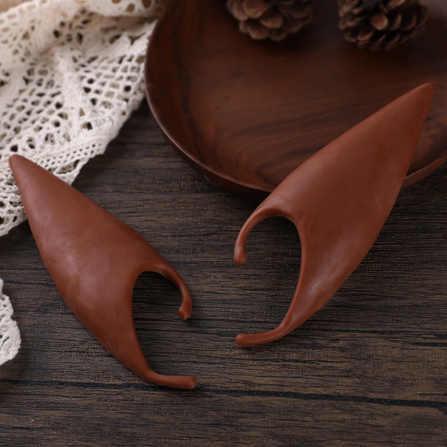 Freshme Long Brown Fairy Elf Ears - Cosplay Fairy Ears, Pixie Pointy Ears Vampire Elven Ear Brown Skin For Women Girls Christmas