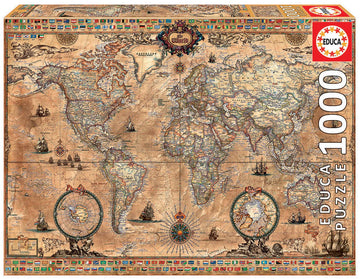 Educa Antique World Map 1000-Piece Puzzle  Brown  (15159)