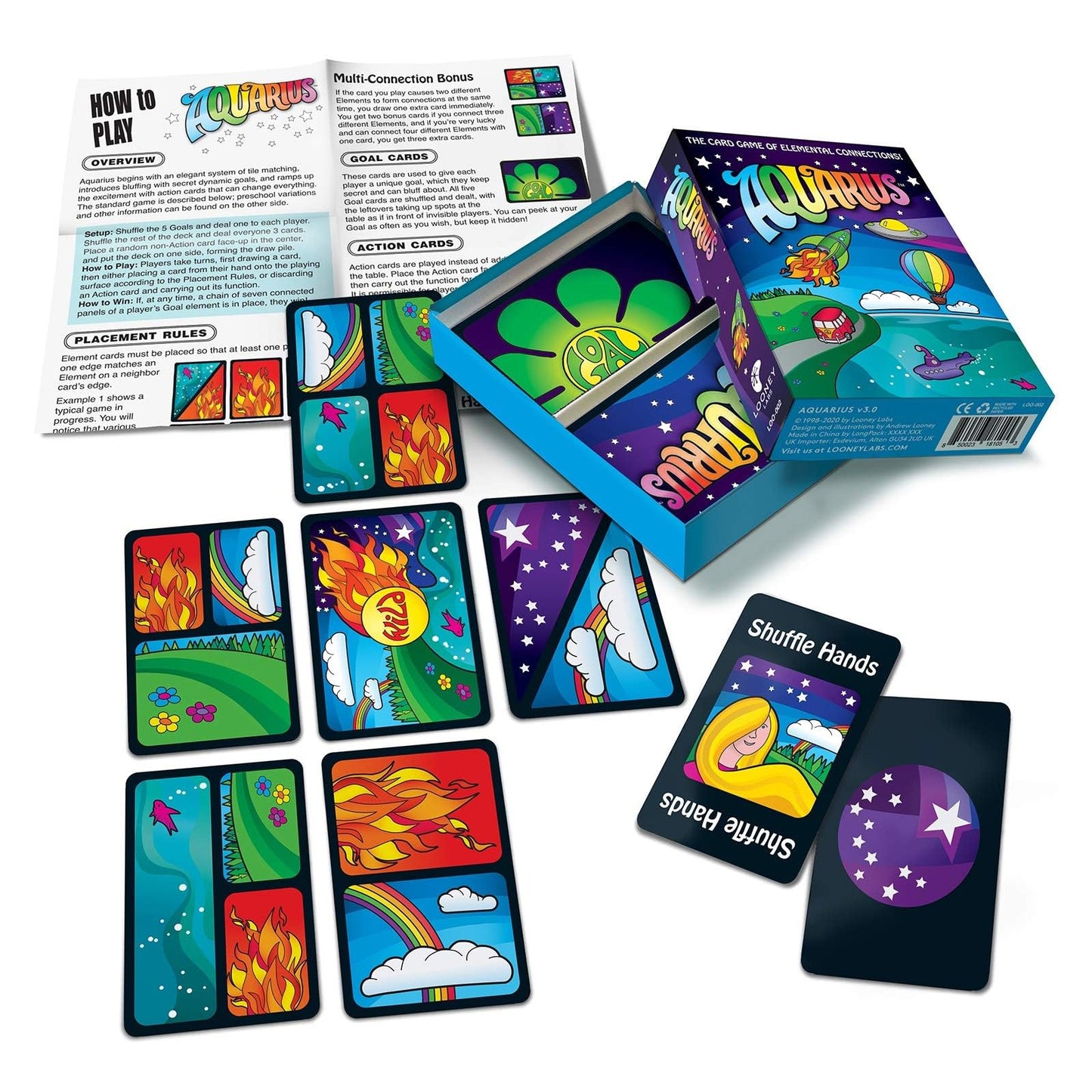 Looney Labs Aquarius Card Game - Elemental Strategy For 2-5 Players