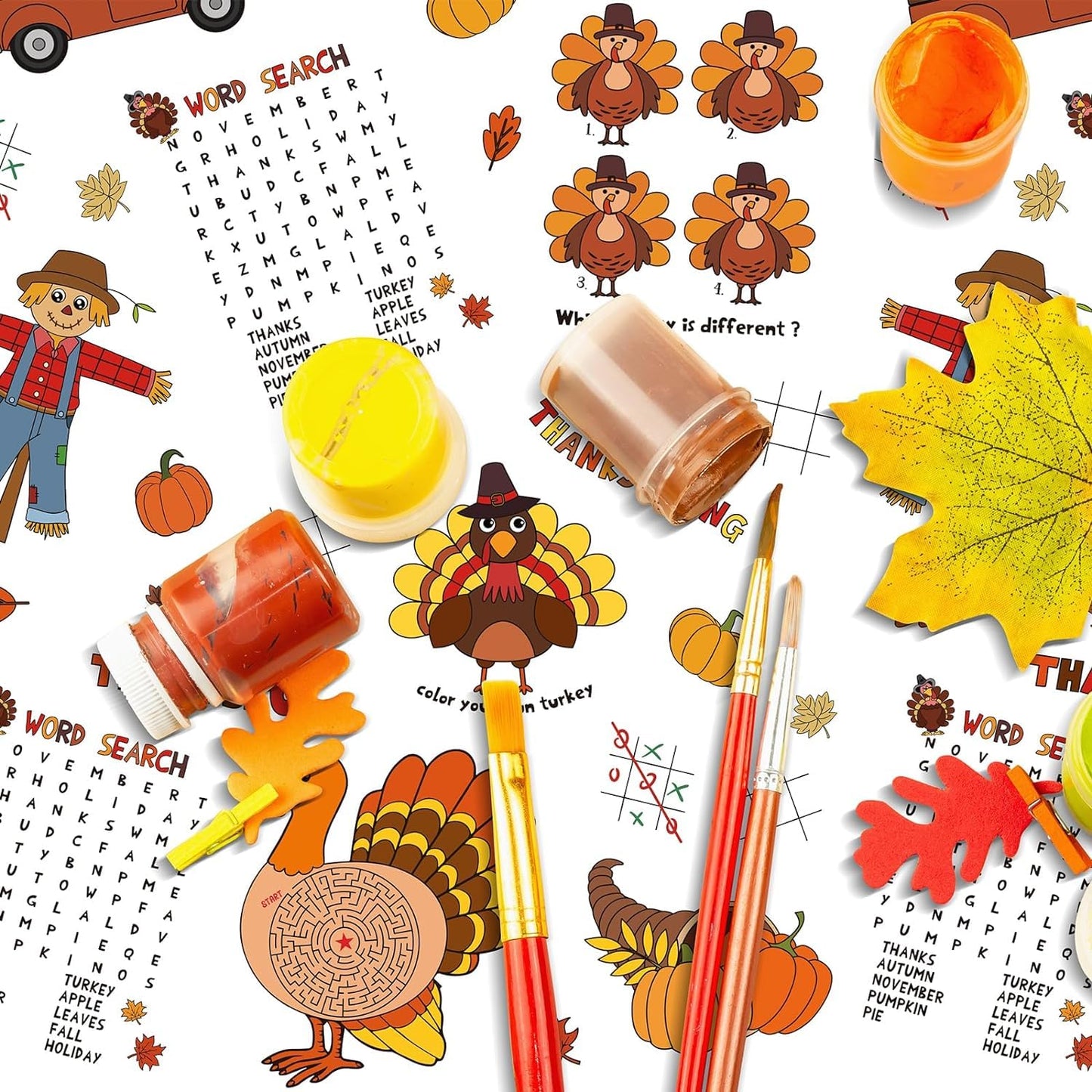 Paper Activity Happy Thanksgiving Tablecover