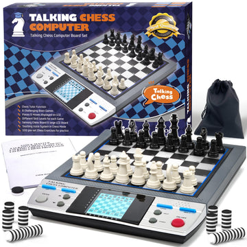 Icore Electronic Chess Set - Talking Chess Computer Set, Board Game, Beginner Chess Sets With Learning Tactics Modes, Computer Chess For Kids & Adults