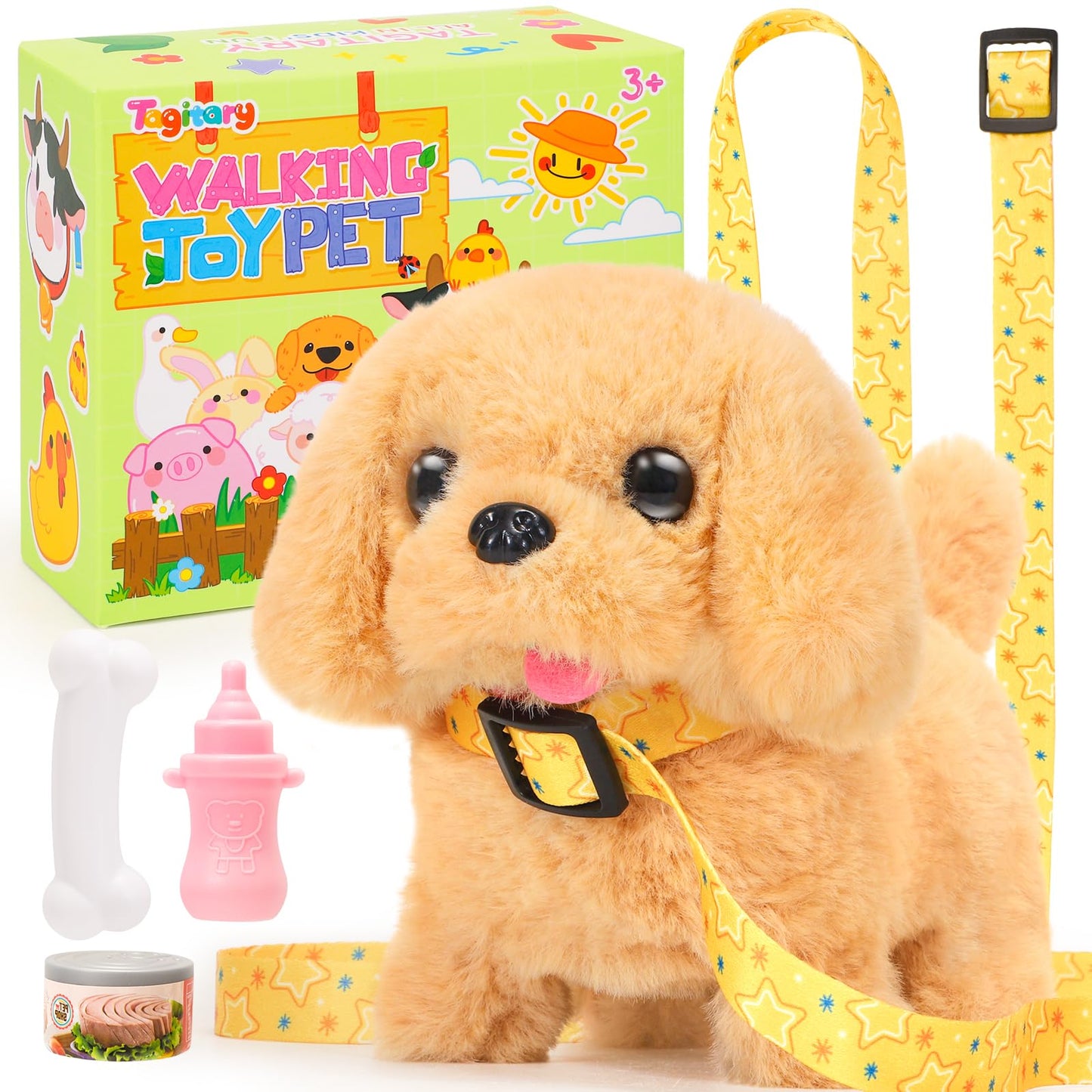 Tagitary Plush Toys Walking Dog Toys That Can Walk, Bark And Wag Tail,Interactive Electronic Pet Toys Puppy With Leash,Easter Christmas Birthday Gift For Toddlers Kids
