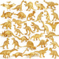 Augtoy Gold Plastic Mini Dinosaur Figures Toys 48Pcs Party Favors Supplies Birthday Dino Cupcake Toppers Prizes Box Toddler Kids Classroom Boy Girl Goodie Bags Easter Eggs Stuffers Pinata Filler