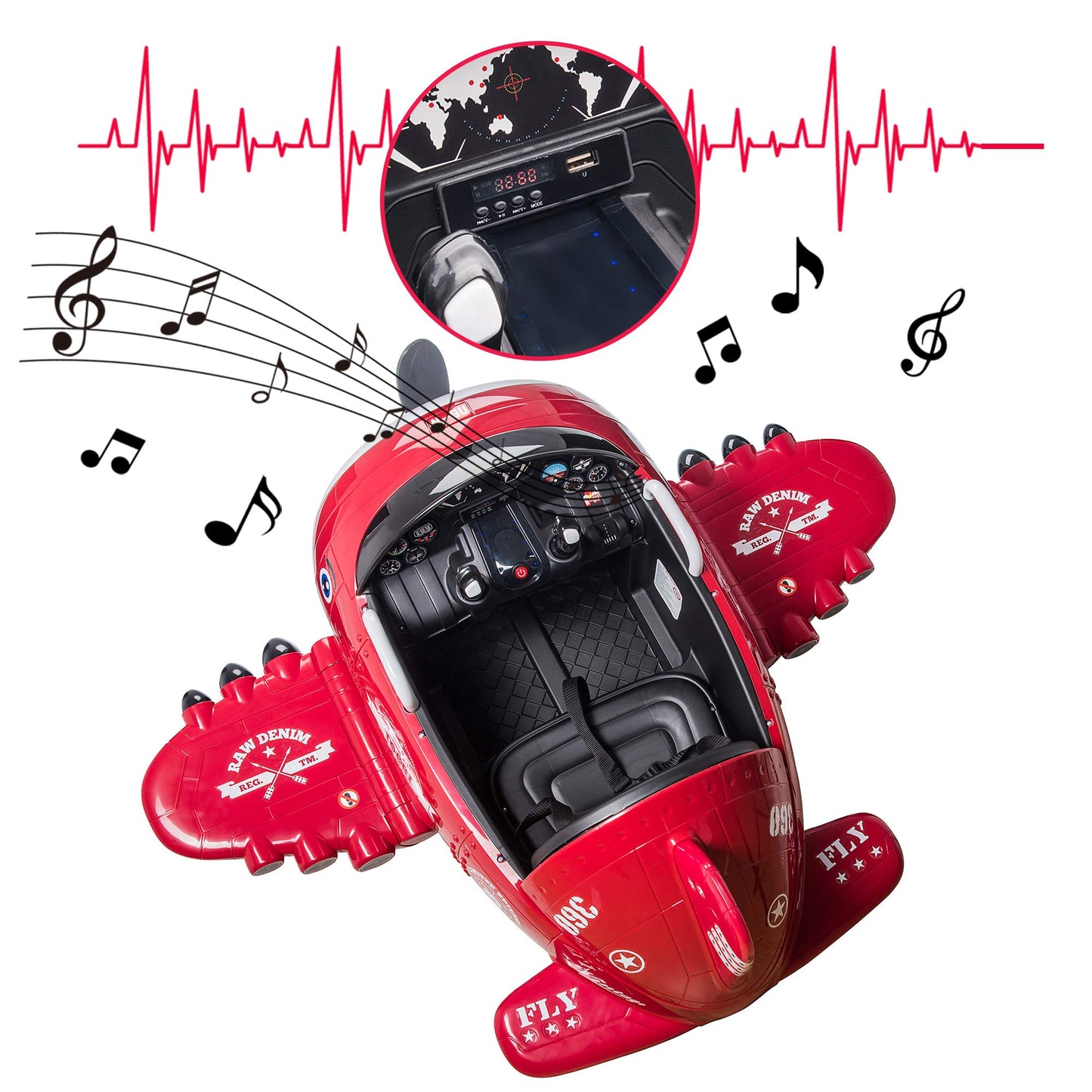 Airplane Ride On Toy Kids Car Tobbi 12V Electric Kids Ride Airplane Motorized Kids Vehicles W/Bombing Sound/Joysticks Operation/