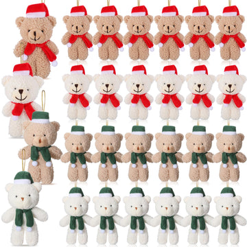 Hiboom 40 Pieces Christmas Stuffed Animal Bear Christmas Small Plush Bear Cute Bear Stuffed Animals Xmas Plush Bear Toys For Bir