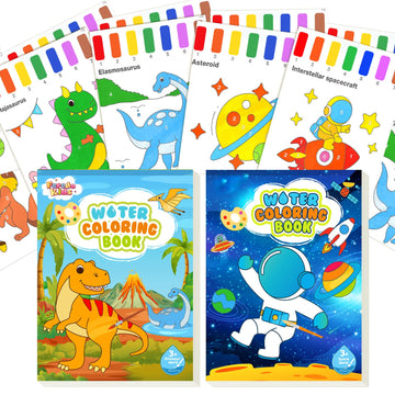 Paint With Water Coloring Book For Toddlers - 2 Pack Magic Mess Free Kids Watercolor Painting Activity Kit - Arts And Crafts For