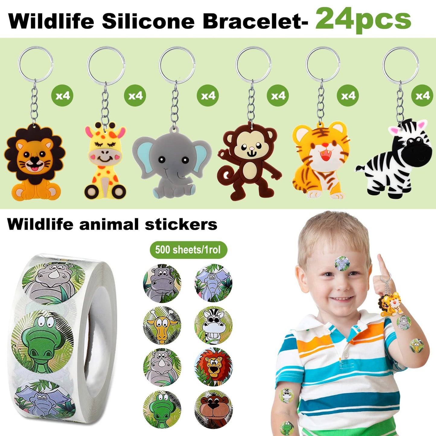 Fumete 121 Pcs Jungle Party Favors Safari Goodie Bags Stuffers For Boys Girls Include Jungle Animal Slap Bracelets Keychains Tem