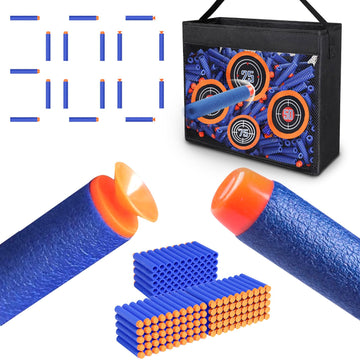 Refill Darts 300PCS project pieces  Pack Compatible with Nerf N-Strike advanced Series  Two Types of Foam project piece Tips with Portable Shooting Practice Target Toy Storage Mesh Bag.