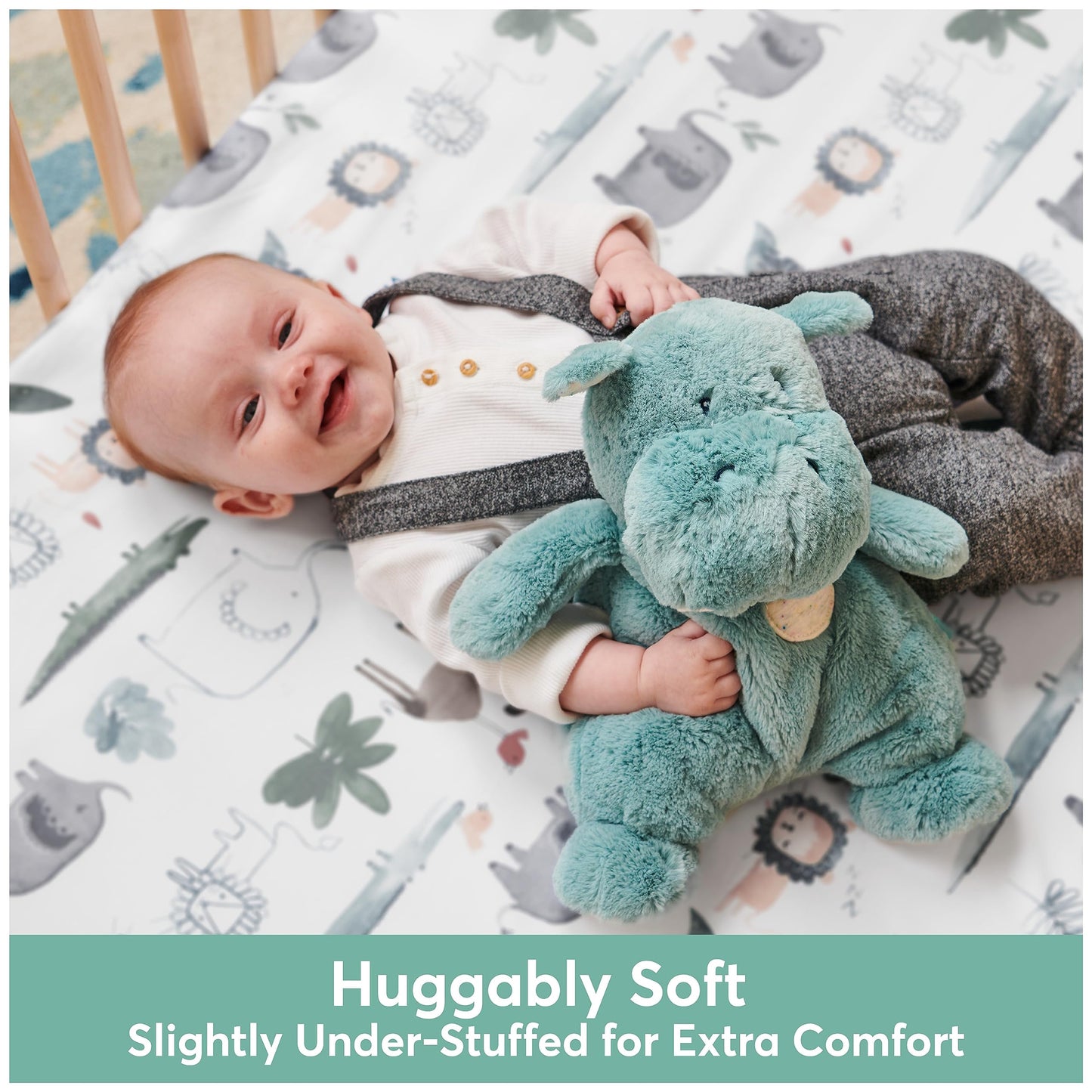 Gund Baby Oh So Snuggly Hippo Large Plush Stuffed Animal For Babies And Infants, Teal, 12.5