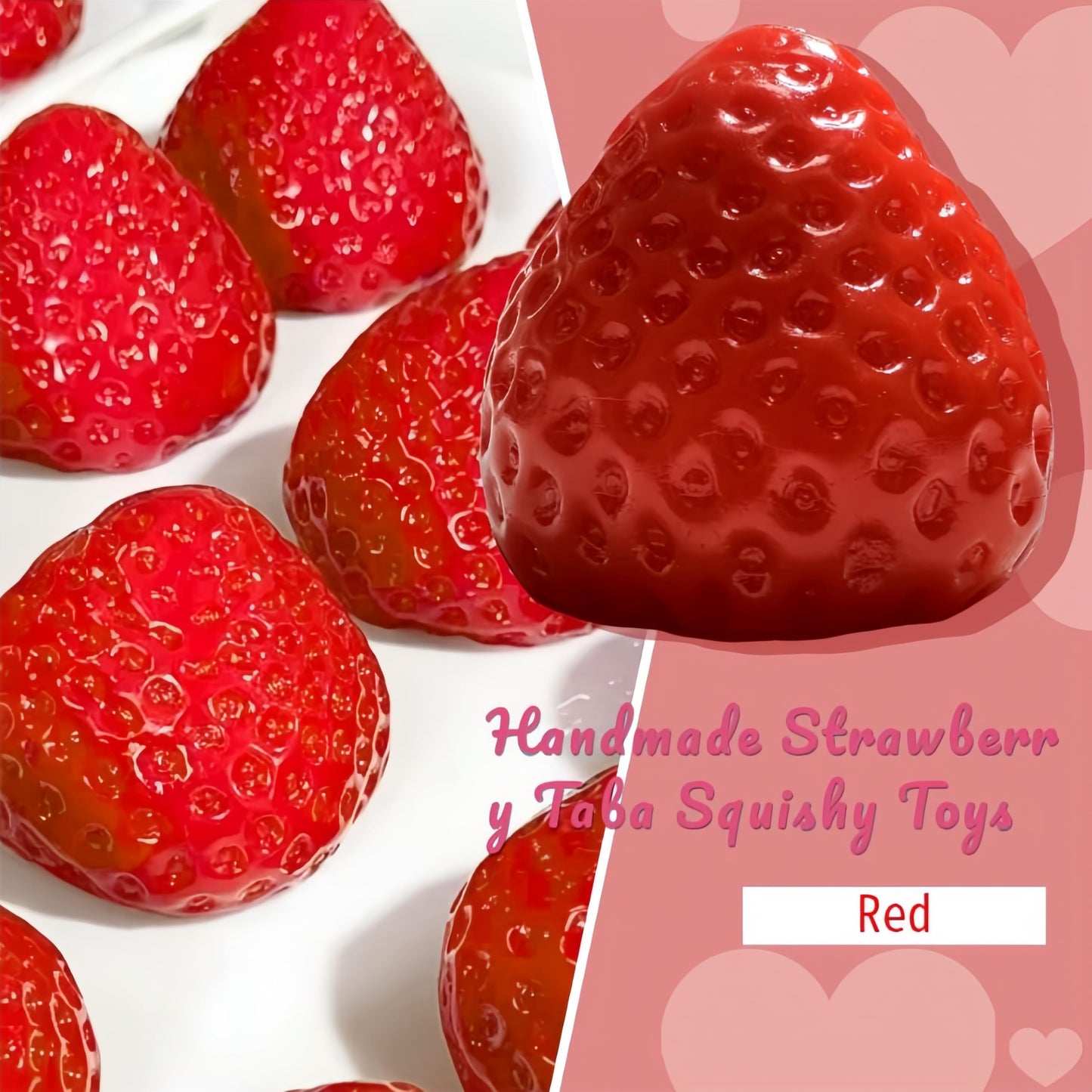 Handmade Strawberry Taba Squishy Toys, Cute Strawberry Squeeze Toys, Kawaii Strawberry Squishies Fidget Toys, Strawberry Jelly S
