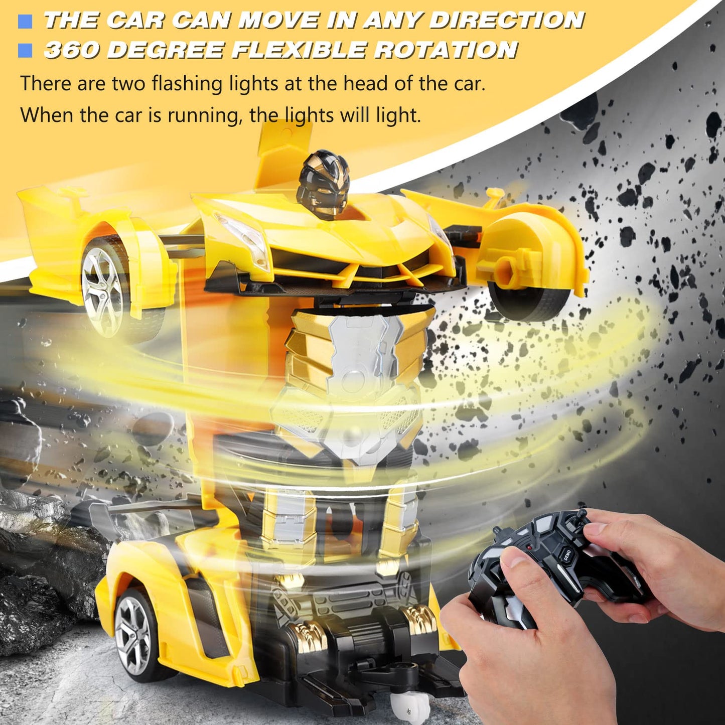 Remote Control Car Toys - Transforming RC Cars for Kids & Boys Toys - One Button Transformation and 360 Degree Rotating Drifting