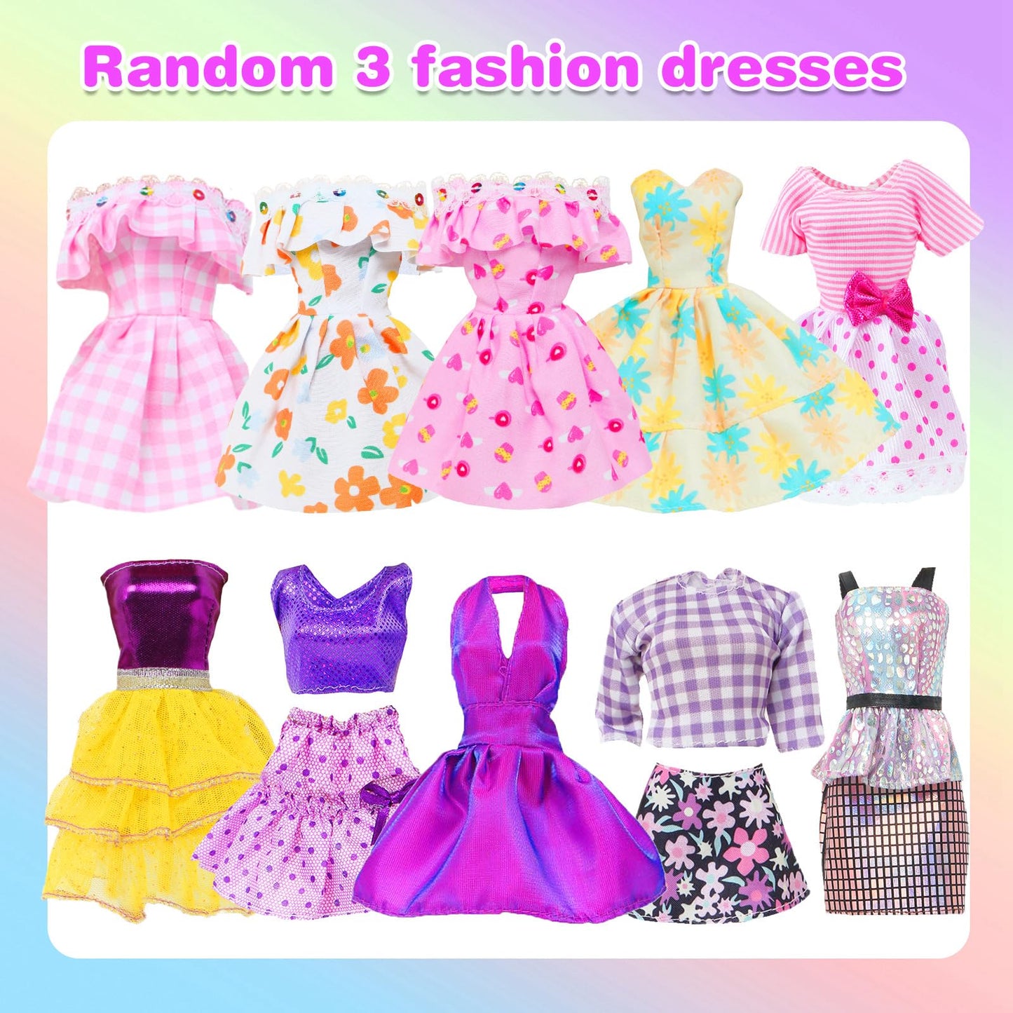 20pcs Doll Clothes and Accessories Including Random 10 Outfits Fashion Sequin Dresses Tops Bottoms Pants Short Skirt Swimsuit Bikini and Random 10 Shoes Dollhouse Accessories for 11.5 inch Girl Doll