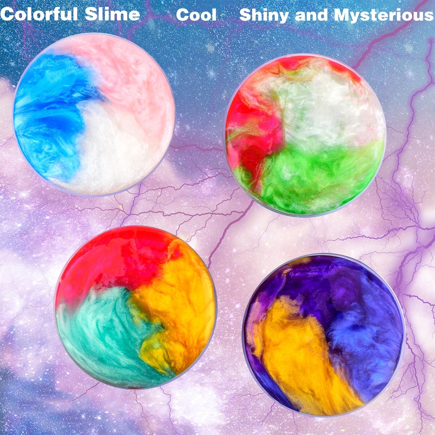 4 Pack Galaxy Slime Kit Party Favors for Kids  Non Sticky Wet Stress & Anxiety Relief Slime Bulk for Boys Girl Cute Stuffers Super Soft Sludge Toy