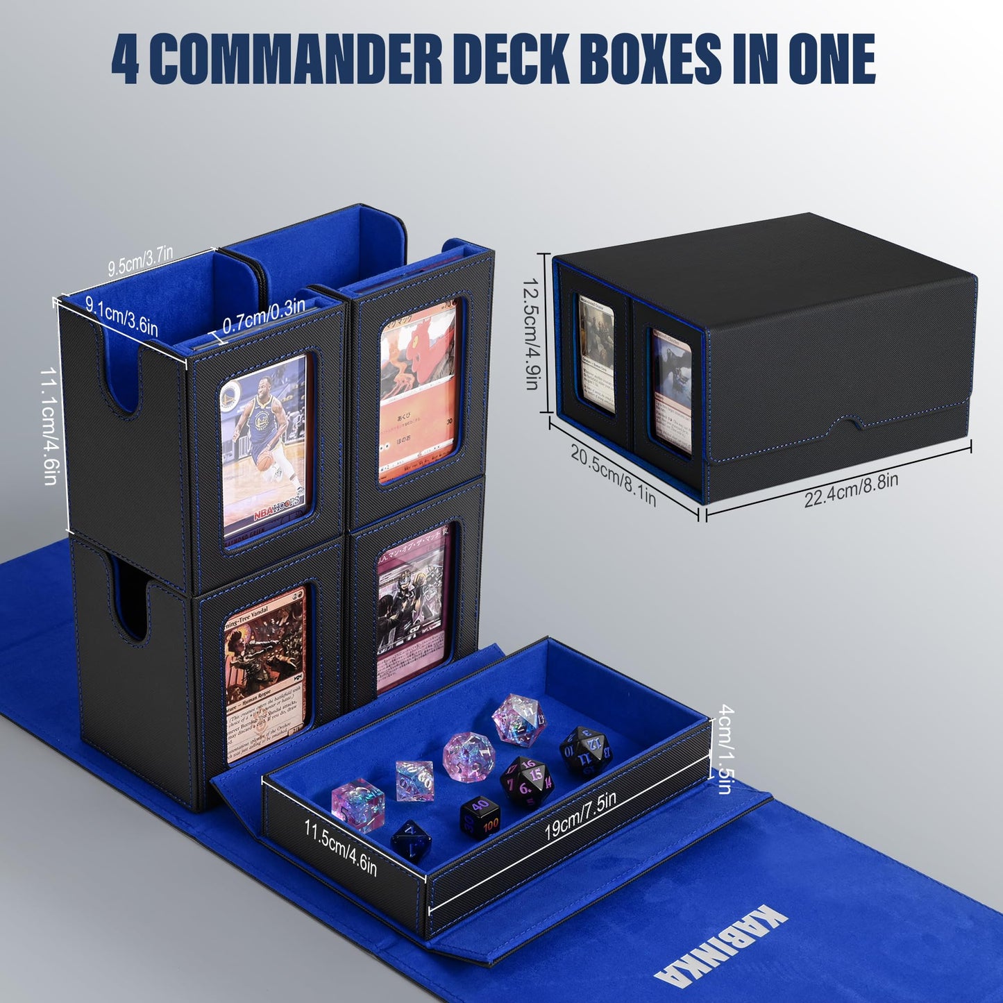 Mtg Deck Box With Commander Display -Patented Design, 5 In 1 Trading Card Storage Box Fit 400 Double-Sleeved Cards, Card Deck Ca