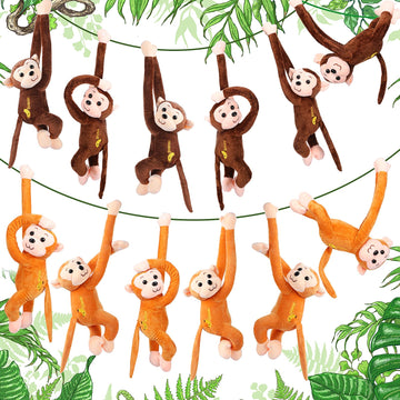 Libima 12 Pack 17.8 Inch Hanging Monkey Stuffed Animals Large Stuffed Monkey Plush Toy With Hook And Loop Fastener Hands Realist