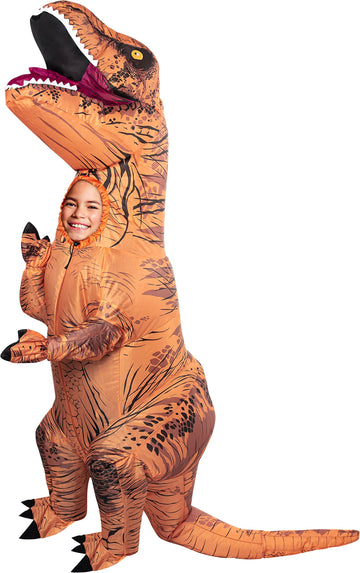Rubies Fun Inflatable Original T-Rex Dinosaur Costume For Kids, With Sound, For Themed Party and Halloween, Standard Size