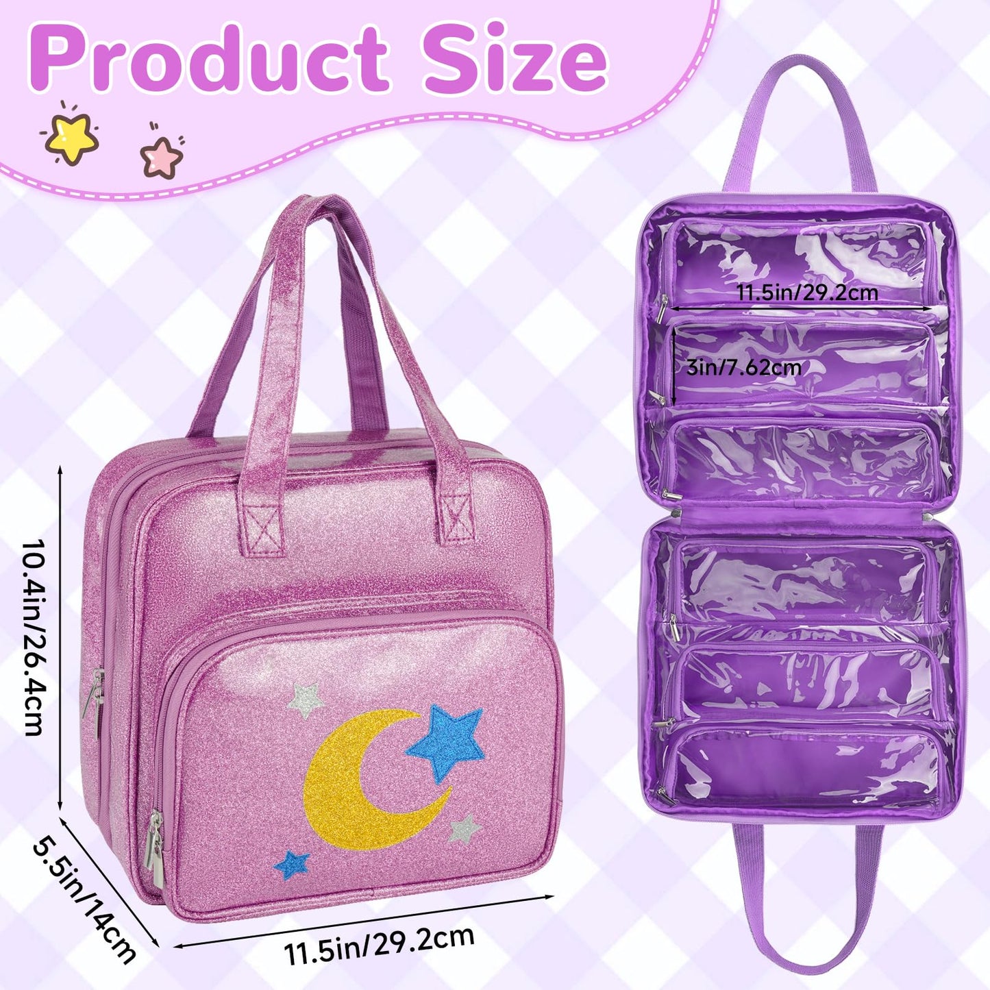 Jaffzora Dolls Carrying Case Compatible With Lol Surprise Dolls All,Hanging Travel Toys Storage Tote Bag With 6 Clear Pockets Fo