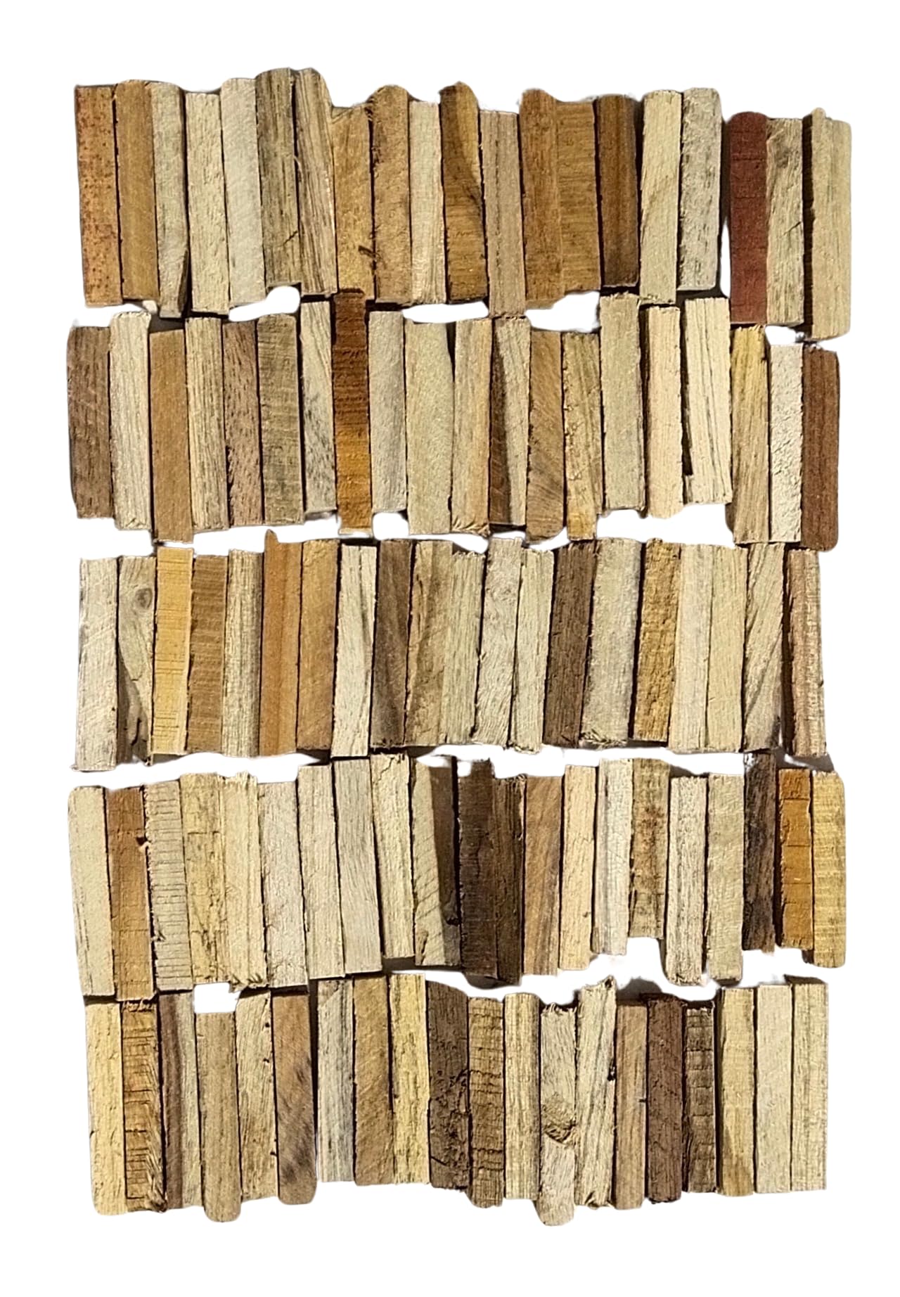 100 Pcs Natural Small Teak Wood Pieces 5Cm X 9Mm X 9Mm For Toy, Crafts Work, Resin Arts, Furniture, Shelf, Wall, Fixing Nail, Na