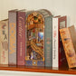 Tonecheer Diy Book Nook Kit For Adults, 3D Wooden Puzzle Bookend Miniature House Kit, Booknook Bookshelf Insert Decor With Dust