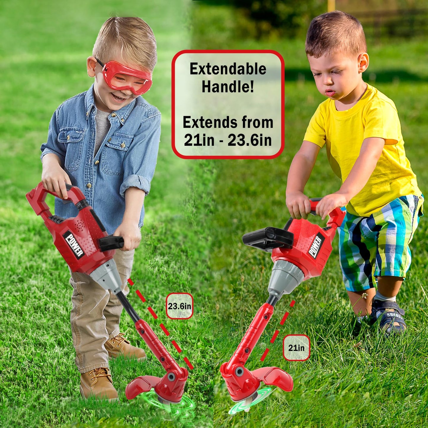 TeganPlay Kids  Trimmer Toy | Toddler Landscaping Gardening Tools and Equipments with Lights and Sounds| Includes Mask Safety Goggles and Earmuffs