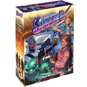 Aeg Smash Up: Excellent Movies, Dudes! Expansion | 80'S Card Game | Action Heroes, Backtimers, Extramorphs, Wraithrustlers | 2-4 Players | Ages 10+