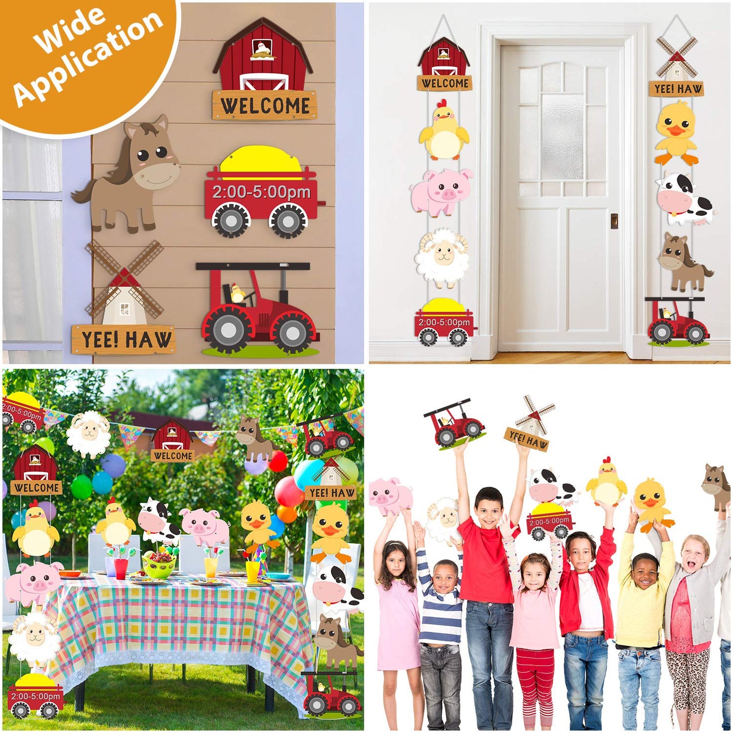 Farm Animal Themed Party Decorations, Farm Animal Cutouts Banner, Farm Animals Theme Party Door Signs for Baby Shower Family Reu