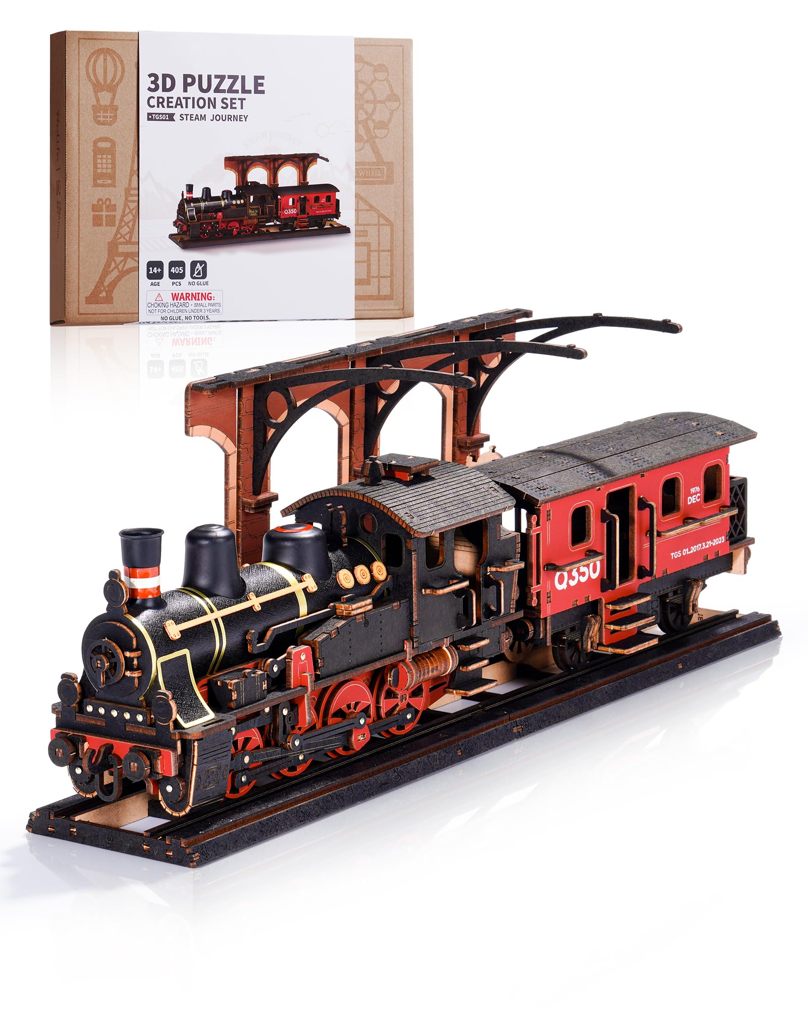 Wowood 3D Puzzles for Adults -Steam Train, Wooden Model Kits Building Set for Adults, DIY Crafts Kits Hobby Creative Gift Ideas(