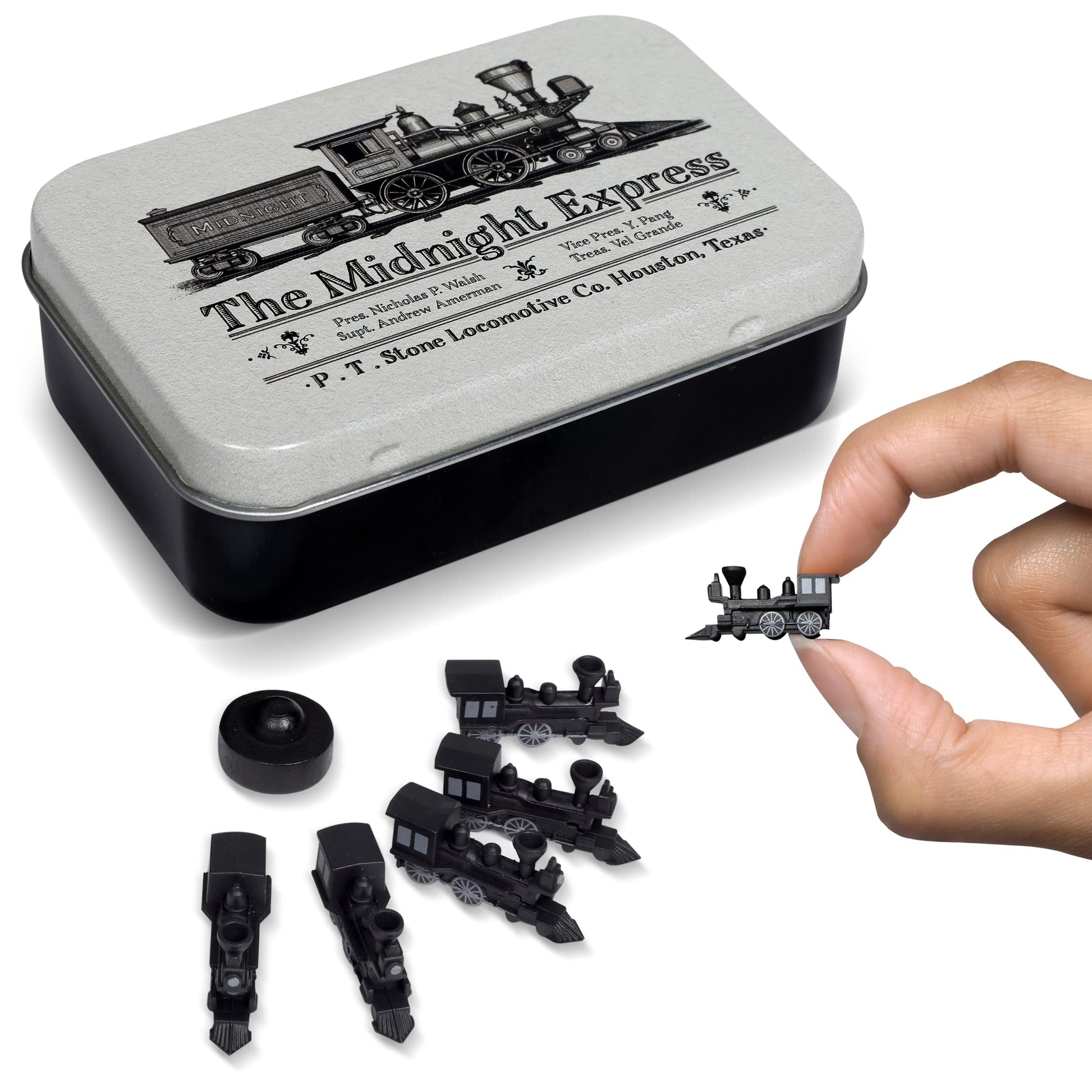 Midnight Express Deluxe Board Game Train Set | Player Pieces for Ticket to Ride and Other mature-themed  Family  and Kids Train Board Games | Upgraded Miniatures (Black)