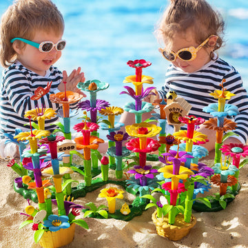 Temi 138 Pcs Flower Garden Building Toys For Girls Toys, Educational Stem Toy And Preschool Garden Play Set For Toddlers 3 4 5 6 7 8 Year Old Kids Boys Girls, Flower Stacking Toys For Kids Age 3-6