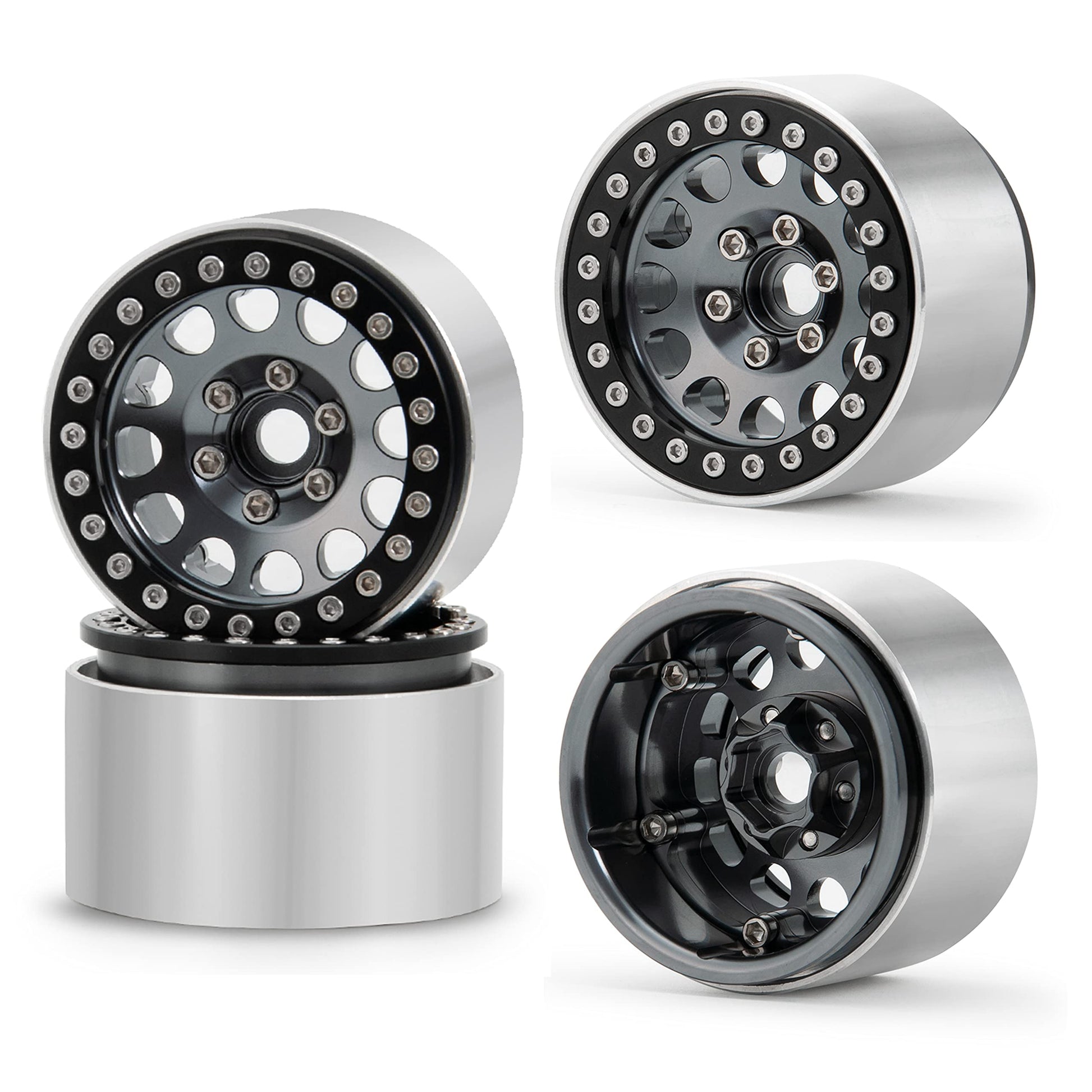 Zolikar 4Pcs Rc 1.9 Beadlock Wheels 35Mm Aluminum Alloy Wheel Hubs Set For 1/10 Scale Rc Crawler Car Accessories Scx10 D90 Wrait