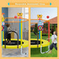 60 Indoor Outdoor Trampoline for Kids,MILUMILU Mini Baby Trampoline with Safety Enclosure Net, Basketball Hoop, Jumping Mat - Bi