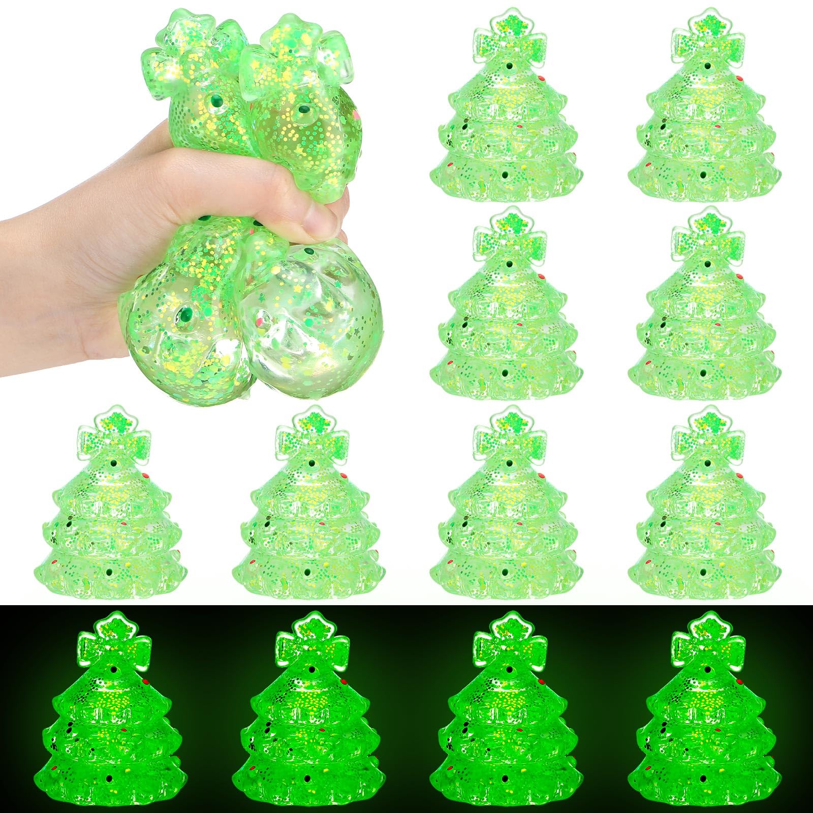 Meooeck 12 Pcs Christmas Tree Stress Relief Toy Christmas Party Favors Stress Balls for mature-themed Toys for Xmas Birthday Party Favors Classroom Goodie Bag Fillers Stocking Stuffer Gifts Supplies