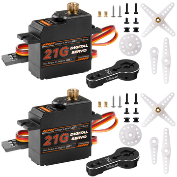 Miuzei 21G Micro Servo Motor Metal Geared Mini Digital Servo Kit with 25T Horn for 1/14 1/16 1/18 RC Car Robot Helicopte (2)
