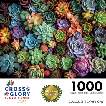 Cross & Glory 1000 Piece Jigsaw Puzzle - Succulent Symphony, Large, Premium Quality Cardboard, Colorful Artwork, Model CG-M-021