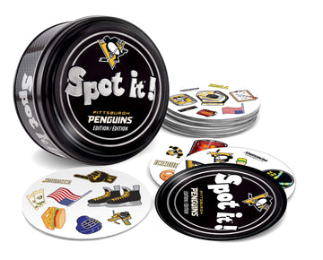 Masterpieces Game Day - Nhl Pittsburgh Penguins Spot It Game For Kids, Adults, And Family