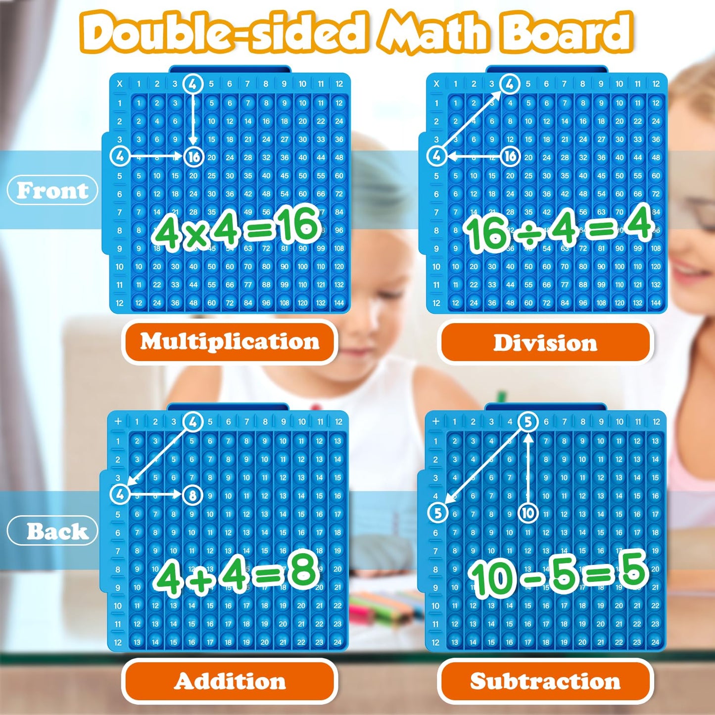 Torlam Multiplication Flash Cards + Math Board, Math Manipulatives Math Flash Cards, Math Games For Kids Ages 6-12 Time Table Chart Flashcards 3Rd, 4Th, 5Th, 6Th Grade Classroom Must
