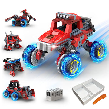 Apitor Robot B Stem Kits - Includes Large Storage Organizer, 8 In 1 Electric Monster Truck Building Toys For Kids 6-8 8-10, Educ