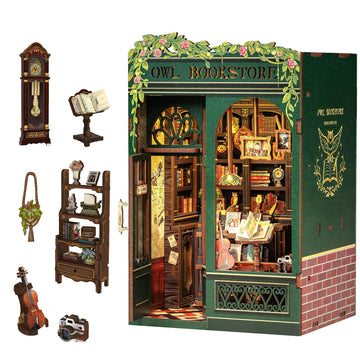 CUTEBEE Book Nook Kit - DIY Miniature House Dollhouse Kit for mature-themed and Teens  Booknook Bookshelf Decor Alley Model Build with LED Light  Gifts for Family and Friends