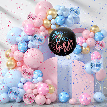 154 Pieces Gender Reveal Decoration Gender Reveal Balloon Garland Arch Kit Pastel Pink Blue Gold White Cloud Balloons Baby Showe