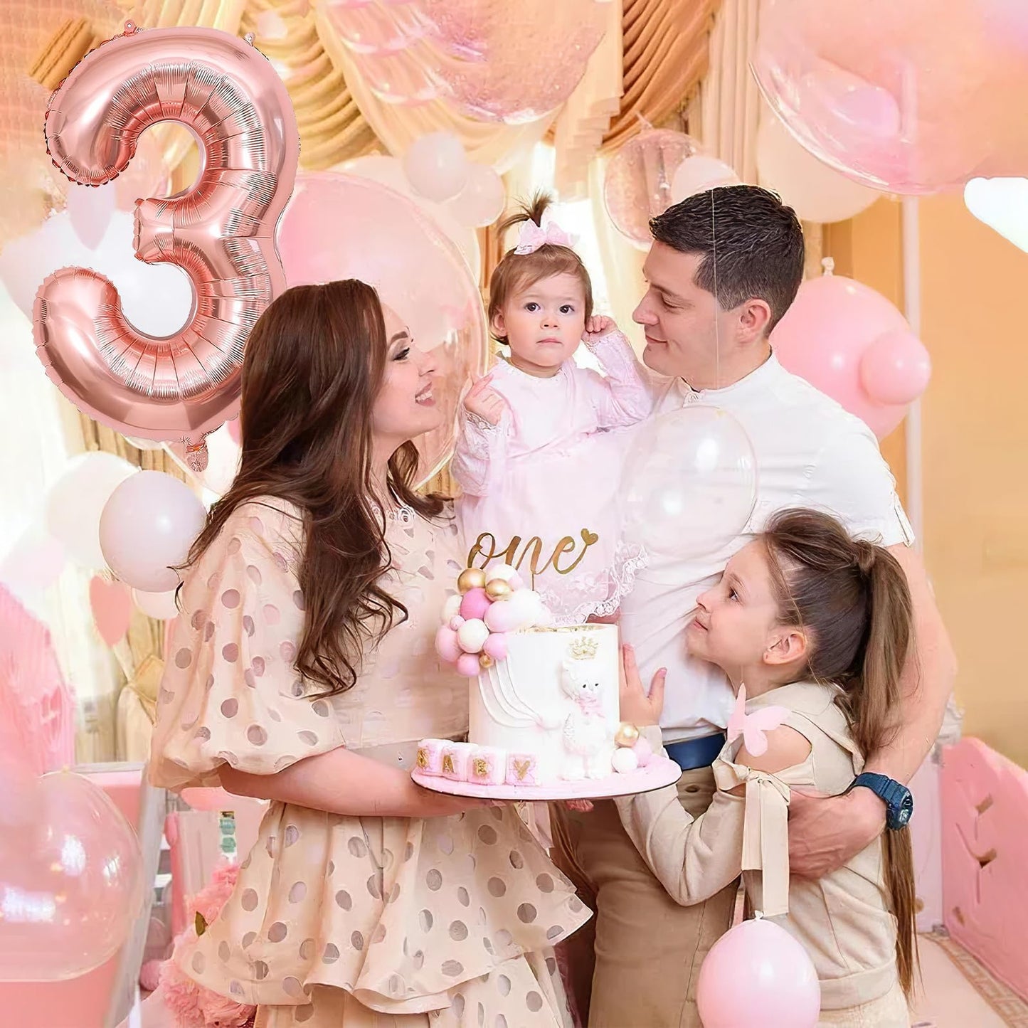 3 Number Balloon Rose Gold 40 Inch Big Foil Mylar 3Rd Balloons For 3 Year Old Boy Girl Birthday Party Decorations Wedding Annive