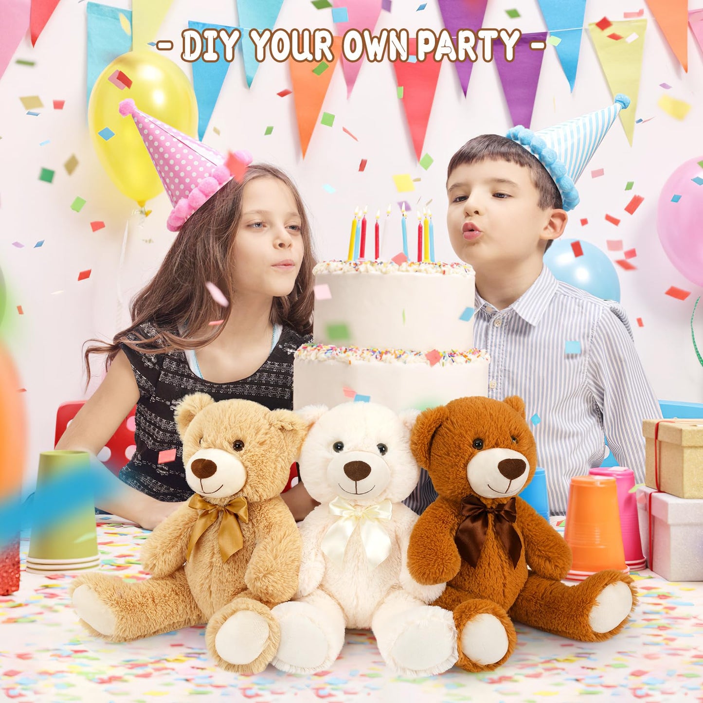 Maogolan 15 Pack Teddy Bears Bulk For Baby Shower, 14 In Small Teddy Bear Plush Toy, Mini Stuffed Bears Bulk For Kids Girlfriend