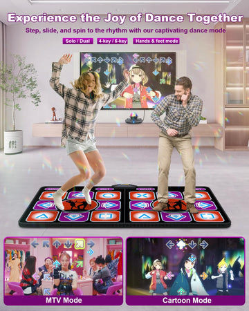 Acelufly Double Dance Mat - Wireless Electronic Dance Mat For Tv With Camera, Anti-Slip Fitness Dance Pad For Kids & Adults, Dance Game Mat Toy Gift For 3-12 Year Old Girls & Boys (Black)