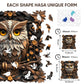 Qiuenisray Wooden Puzzles for mature-themeds 500 Pieces  Metal Owl Jigsaw Puzzles  Unique Shape mature-themed Puzzles  Irregular Christmas Thanksgiving Gifts for Family Friend(16.5 x 16.3 in)