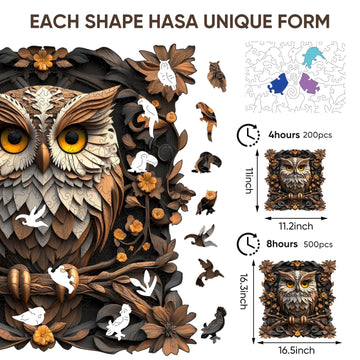 Qiuenisray Wooden Puzzles for mature-themeds 500 Pieces  Metal Owl Jigsaw Puzzles  Unique Shape mature-themed Puzzles  Irregular Christmas Thanksgiving Gifts for Family Friend(16.5 x 16.3 in)